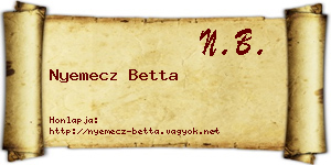 Nyemecz Betta névjegykártya